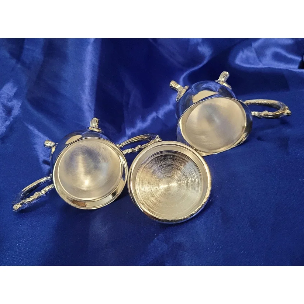 Godinger Silver Arts Mini Tea Coffee Set Creamer Sugar Pot Tray
